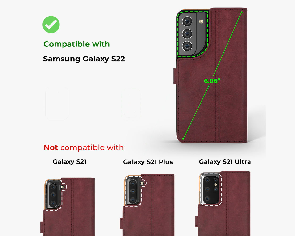 Samsung Galaxy S22 - Vintage Leather Wallet Phone Case