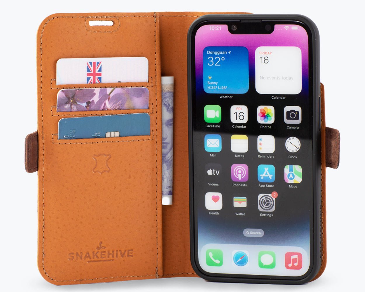 Apple iPhone 14 - Vintage Leather Wallet (Side Clasp)